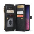 CASEME C30 Series Large Capacity 10 Card Slots Leather Phone Cover Wallet Shell with Zipper Pocket for Samsung Galaxy S10 4G Fashion