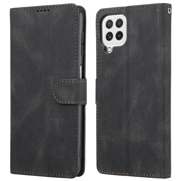 Classic Style PU Leather Flip Folio Case Wallet Stand Magnetic Protective Cover with Strap for Samsung Galaxy A22 4G (EU Version)   M32 (Global Version) Supply