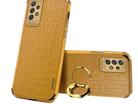 Crocodile Texture PU Leather Coated TPU Case for Samsung Galaxy A33 5G, 6D Electroplated Phone Cover with Ring Kickstand For Cheap