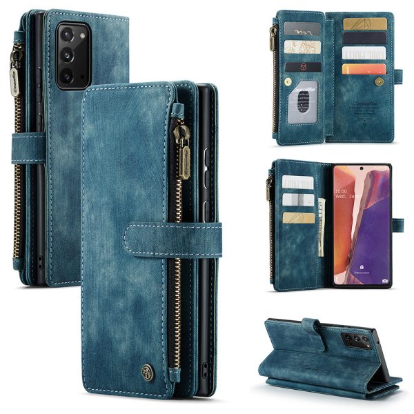 CASEME C30 Series for Samsung Galaxy Note20 Note20 5G Supporting Stand Design Scratch Resistant PU Leather Phone Case Zipper Pocket Wallet Phone Cover For Sale