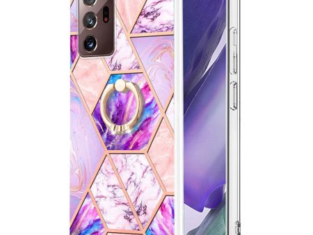 YB IMD Series-7 for Samsung Galaxy Note20 Ultra Note20 Ultra 5G Ring Kickstand Case IMD Marble Pattern Electroplating TPU Phone Cover Online