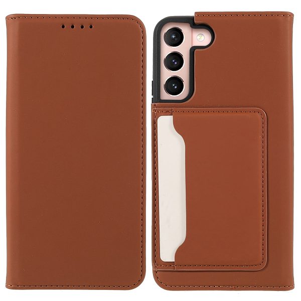 Anti-fingerprint Drop-proof Auto-absorbed Magnetic Closing Skin-touch PU Leather Wallet Case with Kickstand for Samsung Galaxy S22 5G Hot on Sale