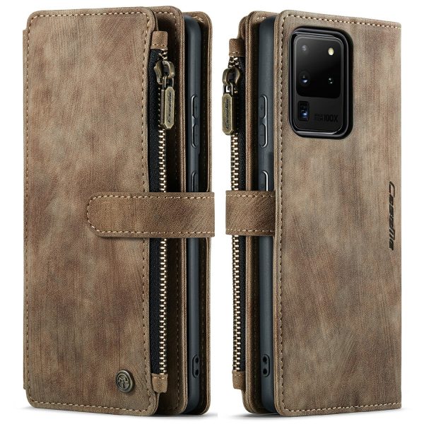 CASEME C30 Series For Samsung Galaxy S20 Ultra Scratch Resistant Supporting Stand Design Zipper Pocket Shockproof PU Leather TPU Wallet Cover Flip Case Phone Case Online Hot Sale