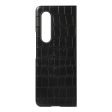 Crocodile Skin Genuine Leather + PC Hybrid Phone Back Case for Samsung Galaxy Z Fold3 5G Cheap