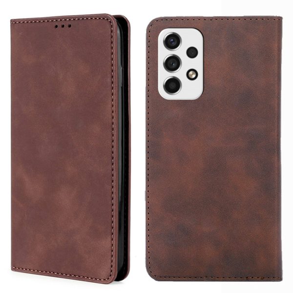 Anti-fingerprint Card Holder Design Full Protection Stand Skin-touch Feeling Leather Case Phone Shell for Samsung Galaxy A53 5G Online Hot Sale