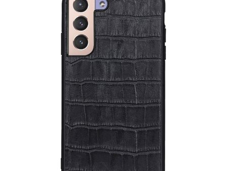 Crocodile Texture Genuine Leather Coating Phone Case PC + TPU Protective Cover for Samsung Galaxy S22 5G Cheap