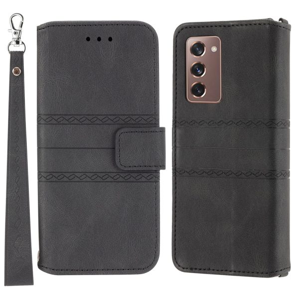 For Samsung Galaxy Z Fold2 5G Practical Wallet Card Slots Phone Flip Case Imprinted Pattern Anti-Scratch Stylish PU Leather+TPU Phone Cover with Stand Online Sale