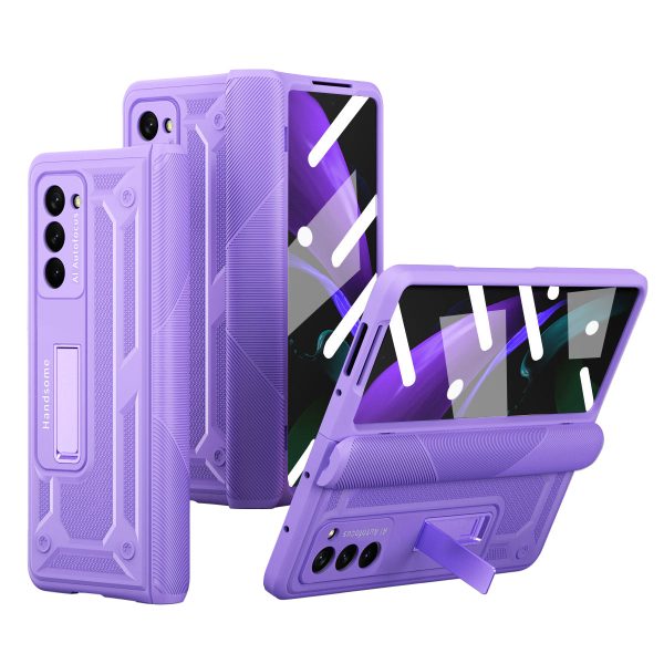 For Samsung Galaxy Z Fold2 5G Kickstand Folding Phone Case Magnetic Hinge Full Protective Cover with Tempered Glass Screen Protector Discount