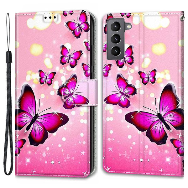 Card Slots Shockproof Pattern Printing PU Leather Stand Flip Protective Case with Strap for Samsung Galaxy S22 5G on Sale