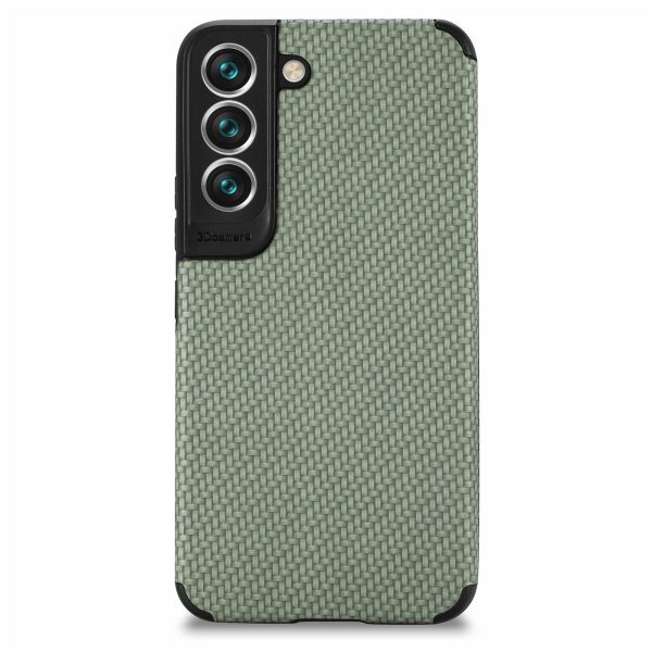 For Samsung Galaxy S21 FE 5G Fiber Texture Phone Cover PU Leather Coated Anti-fingerprint PVC + Soft TPU Protective Case Fashion