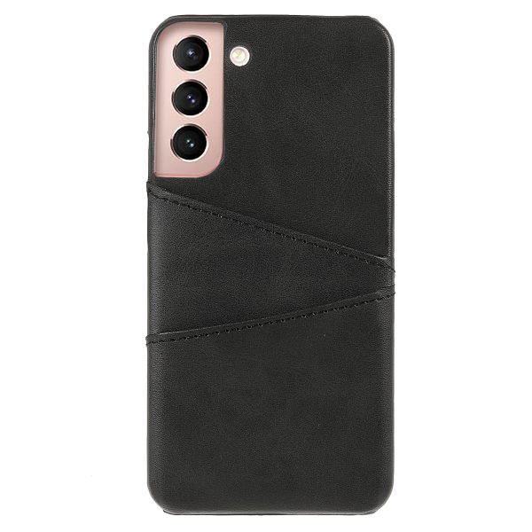 Anti-drop Phone Case PU Leather Coated PC Back Phone Cover with 2 Card Slots for Samsung Galaxy S22 5G Discount