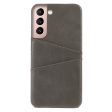 Anti-drop Phone Case PU Leather Coated PC Back Phone Cover with 2 Card Slots for Samsung Galaxy S22 5G Discount