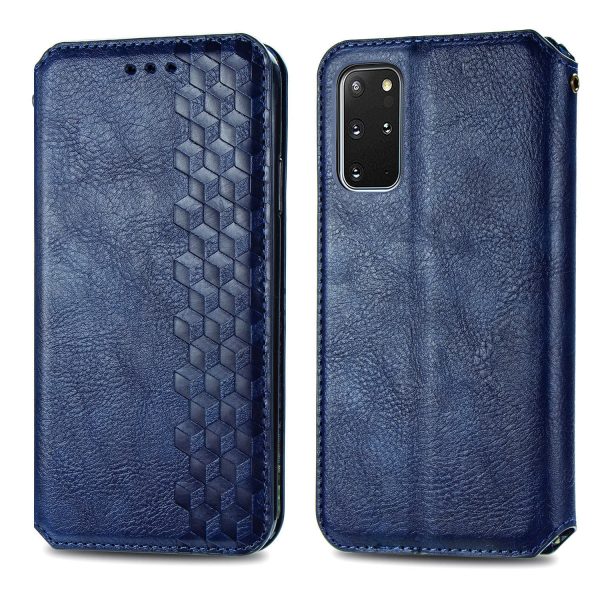 Auto-Absorbed PU Leather Case for Samsung Galaxy S20 Plus S20 Plus 5G, Rhombus Imprinting Wallet Stand Design Phone Accessory on Sale