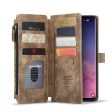 CASEME C30 Series Large Capacity 10 Card Slots Leather Phone Cover Wallet Shell with Zipper Pocket for Samsung Galaxy S10 4G Fashion