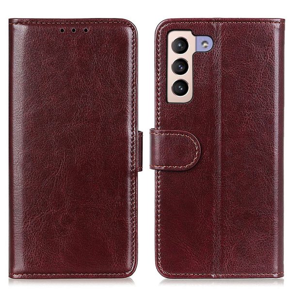 Crazy Horse Texture Magnetic Clasp Anti-Drop PU Leather Wallet Stand Case Folio Flip Protective Cover for Samsung Galaxy S22 5G Supply