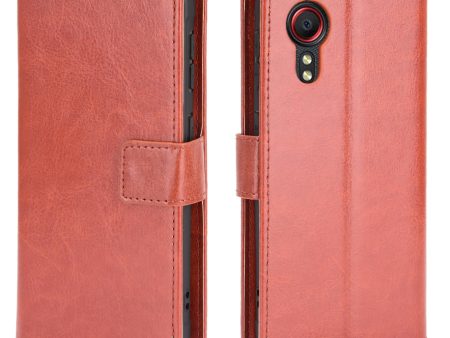 Crazy Horse Texture Wallet Design PU Leather Stand Protector Cover for Samsung Galaxy Xcover 5 Online Hot Sale