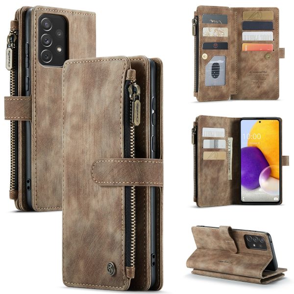 CASEME for Samsung Galaxy A72 4G 5G C30 Series Zipper Pocket Wallet Phone Cover, Stand Design PU Leather Phone Case For Sale