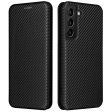 Carbon Fiber Texture Auto-absorbed Magnetic Closure Leather Stand Phone Case with Card Slot for Samsung Galaxy S22 5G Online now