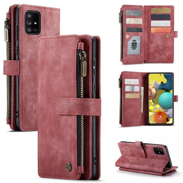 CASEME C30 Series for Samsung Galaxy A51 4G SM-A515 Foldable Stand Design PU Leather Phone Case Zipper Pocket Wallet Phone Cover For Sale