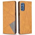 Card Slots Phone Cover Imprinting Rhombus-Like Pattern Design Leather Stand Phone Case Cover for Samsung Galaxy M52 5G Online Hot Sale