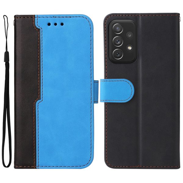 Business Style Color Splicing Phone Case Stand Wallet All-inclusive Protection PU Leather Cover with Strap for Samsung Galaxy A73 5G Online Hot Sale