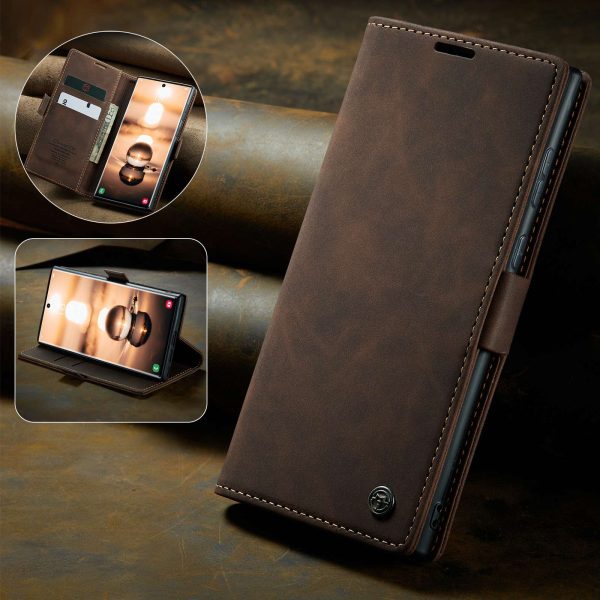 CASEME 013 Series for Samsung Galaxy S22 Ultra 5G Foldable Stand Wallet PU Leather + TPU Cover Auto-absorbed Magnetic Closing Phone Case For Discount