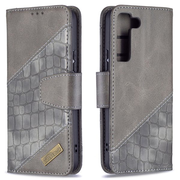 BINFEN COLOR BF04 Crocodile Texture Wallet Stand Leather Protective Phone Case for Samsung Galaxy S22 5G Online