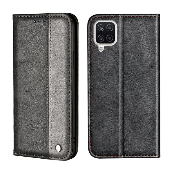 Color Splicing Business Style Card Holder Leather Protector for Samsung Galaxy A12 Stand Case For Sale