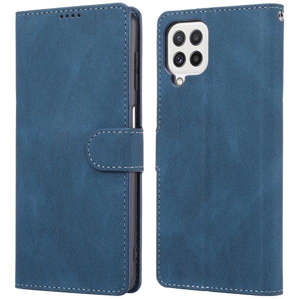 Classic Style PU Leather Flip Folio Case Wallet Stand Magnetic Protective Cover with Strap for Samsung Galaxy A22 4G (EU Version)   M32 (Global Version) Supply