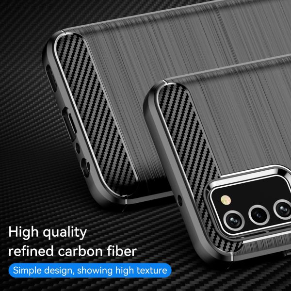 Carbon Fiber Texture 1.8mm TPU Case Brushed Surface Fingerprint-Free Drop-Proof Phone Protective Cover for Samsung Galaxy A03s (166.5 x 75.98 x 9.14mm) Online Sale