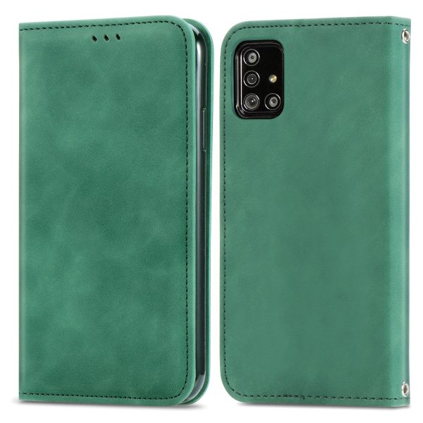 Autp-absorbed Vintage Skin Feeling PU Leather Phone Case for Samsung Galaxy A51 4G SM-A515 Fashion