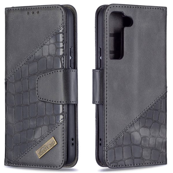 BINFEN COLOR BF04 Crocodile Texture Wallet Stand Leather Protective Phone Case for Samsung Galaxy S22 5G Online