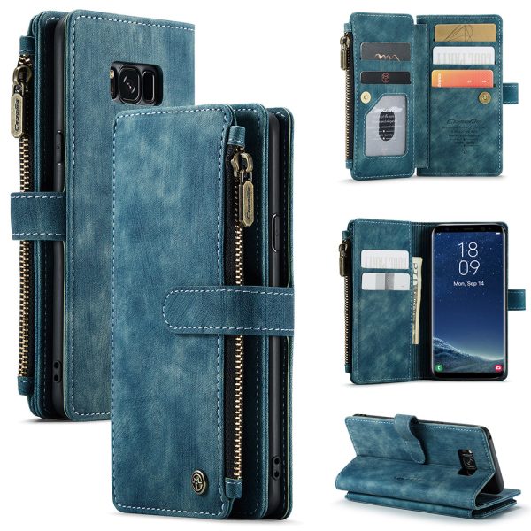 CASEME C30 Series for Samsung Galaxy S8 Zipper Pocket Wallet Case PU Leather Foldable Stand Phone Shell with Multiple Card Slots For Discount