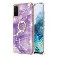 Anti-Drop Flexible TPU Cover Electroplating Frame IMD Marble Pattern IML Phone Case with Rotary Ring Kickstand for Samsung Galaxy S20 4G S20 5G For Discount