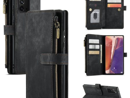 CASEME C30 Series for Samsung Galaxy Note20 Note20 5G Supporting Stand Design Scratch Resistant PU Leather Phone Case Zipper Pocket Wallet Phone Cover For Sale