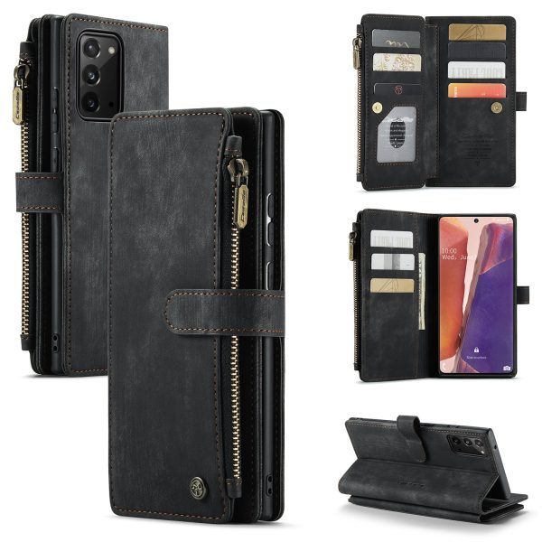 CASEME C30 Series for Samsung Galaxy Note20 Note20 5G Supporting Stand Design Scratch Resistant PU Leather Phone Case Zipper Pocket Wallet Phone Cover For Sale