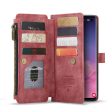 CASEME C30 Series Large Capacity 10 Card Slots Leather Phone Cover Wallet Shell with Zipper Pocket for Samsung Galaxy S10 4G Fashion