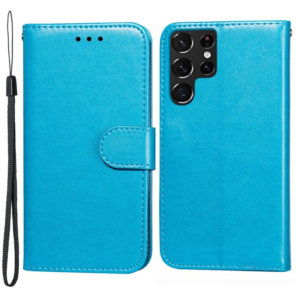 Anti-scratch Flip Phone Cover Solid Color PU Leather Wallet Stand Phone Case for Samsung Galaxy S22 Ultra 5G Supply