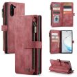 CASEME C30 Series for Samsung Galaxy Note 10 Supporting Stand Design Fall Proof PU Leather Phone Case Zipper Pocket Wallet Phone Cover Fashion