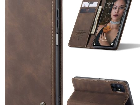 CASEME 013 Series Magnetic Smartphone Cover for Samsung Galaxy M51, PU Leather Wallet Foldable Stand Phone Case Cheap