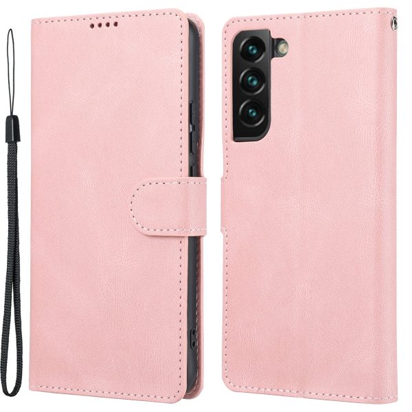 Classic Style Wallet Stand Full Protection Leather Phone Cover Case with Strap for Samsung Galaxy S22 5G For Discount