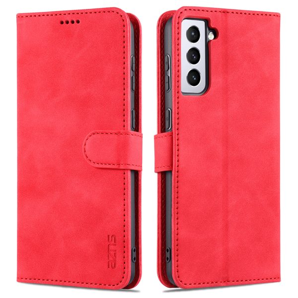 AZNS Leather Wallet Card Slots Stand Folio Flip Shock-resistant Case Phone Shell for Samsung Galaxy S21+ 5G Online Hot Sale