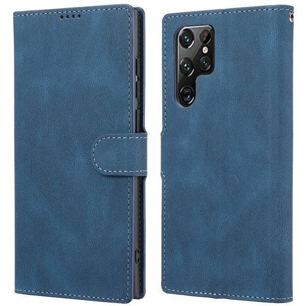 Classic Style PU Leather Magnetic Flip Folio Case Wallet Stand Drop Protection Cover for Samsung Galaxy S22 Ultra 5G Cheap