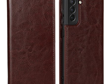 Crazy Horse Texture Genuine Leather Phone Case for Samsung Galaxy S21+ 5G Hot on Sale