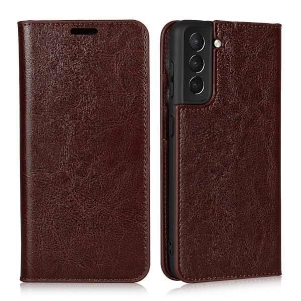 Crazy Horse Texture Genuine Leather Phone Case for Samsung Galaxy S21+ 5G Hot on Sale