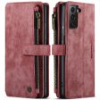 CASEME C30 Series Zipper Pocket Shockproof PU Leather Wallet Case Phone Cover with 10 Card Slots for Samsung Galaxy S21 4G 5G For Cheap