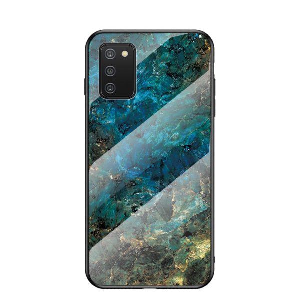 Wear and Scratch Resistant Marbling Pattern Tempered Glass Hybrid Case Cell Phone Cover for Samsung Galaxy A02s (164.2x75.9x9.1mm) Cheap