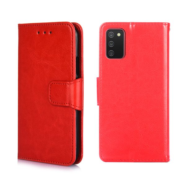 Crazy Horse PU Leather Wallet Stand Case Cover for Samsung Galaxy A02s (164.2x75.9x9.1mm) Fashion