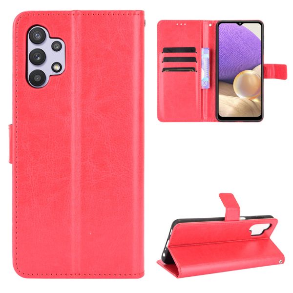 Crazy Horse Skin Leather Phone Wallet Stand Cover Shell with Lanyard for Samsung Galaxy A32 5G M32 5G Online