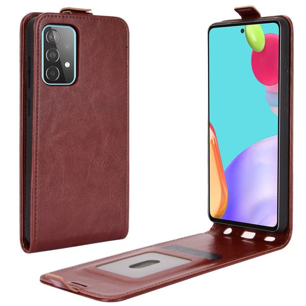 Crazy Horse Vertical Leather Shell for Samsung Galaxy A52 4G 5G   A52s 5G Card Holder Case Sale